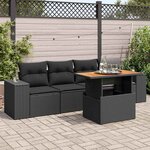 vidaXL Salon de jardin 5 Pièces avec coussins noir résine tressée