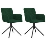 vidaXL Chaises pivotantes à manger lot de 2 Vert foncé Velours