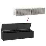 vidaXL Boîte de rangement de jardin noir 220x50x58 cm résine tressée