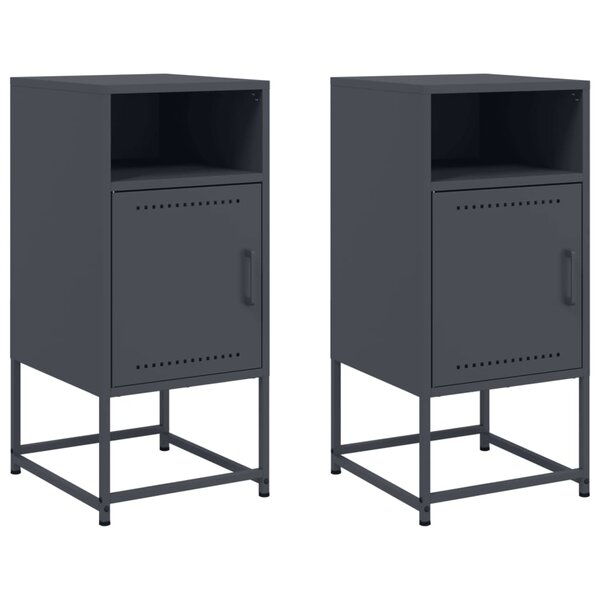 vidaXL Tables de chevet 2 Pièces anthracite 36x39x78 cm acier