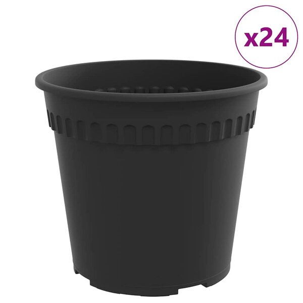vidaXL Pot à fleurs rond 24 Pièces Noir Ø 17 x 14 cm Plastique