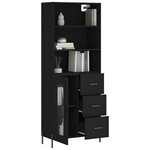 vidaXL Buffet haut Noir 69 5x34x180 cm Bois d'ingénierie