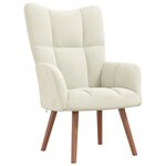 vidaXL Chaise de relaxation avec repose-pied Blanc crème Velours