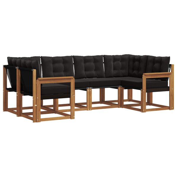 vidaXL Ensemble de canapés d'extérieur 6 pc Naturel et noir
