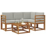vidaXL Ensemble de canapés d'extérieur 5 pc Naturel et gris clair