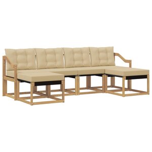 vidaXL Ensemble de canapés d'extérieur 6 pc Blanc et Beige