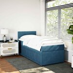 vidaXL Sommier à lattes de lit avec matelas bleu 90x190 cm velours