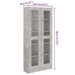 vidaXL Armoire à vitrine Gris béton 82 5x30 5x185 5 cm Bois ingénierie