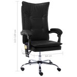 vidaXL Chaise de bureau de massage Noir Similicuir