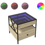 vidaXL Table basse avec LED Infinity chêne sonoma 50x50x51 cm