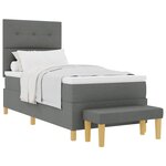 vidaXL Lit à ressort avec matelas et banc Gris foncé 90x200 cm Tissu