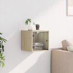 vidaXL Table de chevet avec porte en verre chêne sonoma 35x37x35 cm