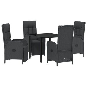 vidaXL Ensemble de salle à manger pour jardin 5 Pièces Noir polyrotin