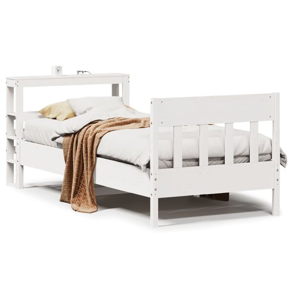 vidaXL Cadre de lit sans matelas blanc 90x190 cm bois de pin massif