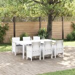 vidaXL Ensemble salle à manger jardin 7 pièces avec coussins Blanc Rotin Poly