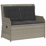 vidaXL Banc de jardin avec coussin Gris clair Poly rotin