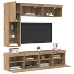 vidaXL Meuble TV avec LED 7 Pièces Chêne artisanal Bois d'ingénierie