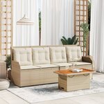 vidaXL Salon de jardin avec coussins 3 Pièces beige résine tressée
