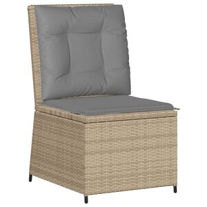 vidaXL Canapé inclinable de jardin avec coussins beige résine tressée