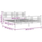 vidaXL Cadre de lit métal avec tête de lit/pied de lit blanc 200x200cm