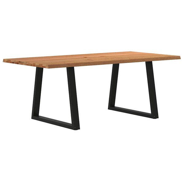 vidaXL Table à manger avec bord naturel 200x100x74cm bois massif chêne
