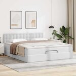 vidaXL Lit ottoman avec matelas & LED blanc pur 180x200cm similicuir