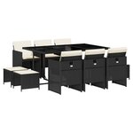 vidaXL Ensemble à manger de jardin 11 Pièces coussins noir résine tressée