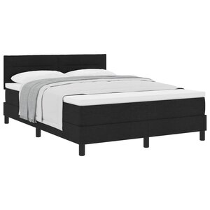 vidaXL Lit à ressorts avec coussin Noir 140 x 200 cm tissu