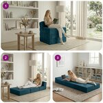 vidaXL Canapé-lit pliable Bleu 200 x 70 x 15 cm Velours