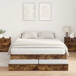 vidaXL Cadre de lit de rangement Chêne fumé 160x200 cm
