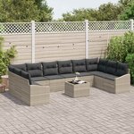 vidaXL Ensemble de canapé de jardin 11 Pièces Gris clair polyrotin