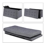 Banquette avec espace de rangement pliable rembourré couvercle rabattable gris 13_0000373