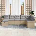 vidaXL Ensemble de canapé de jardin 8 Pièces Beige et Gris clair