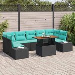 vidaXL Ensemble de canapé de jardin 8 Pièces Noir Poly rotin