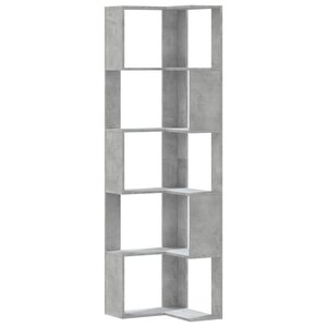 vidaXL Bibliothèque d'angle à 5 niveaux gris béton bois d'ingénierie