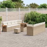 vidaXL Ensemble de canapé de jardin 12 Pièces Beige et crème polyrotin