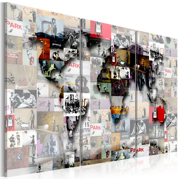 Tableau - modern world's map l x h en cm 120x80