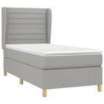 vidaXL Sommier à lattes de lit avec matelas Gris clair 100x200cm Tissu