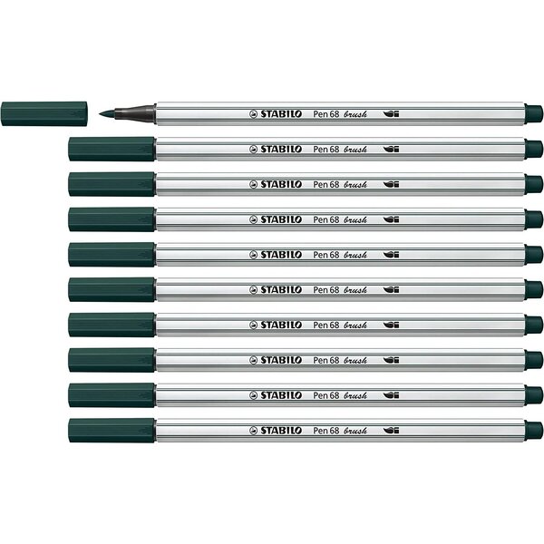Feutre pinceau Pen 68 brush  vert sapin x 10 STABILO