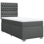 vidaXL Sommier à lattes de lit avec matelas Gris foncé 90x200 cm Tissu