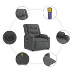 vidaXL Fauteuil inclinable de massage électrique gris foncé tissu