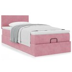 vidaXL Cadre de lit ottoman avec matelas rose 90x200 cm velours