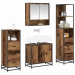 vidaXL Ensemble de mobilier de salle de bain 4 Pièces Bois Ancien
