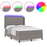 Lit Box Spring vidaXL avec Matelas et LED Taupe 160x200 cm Tissu