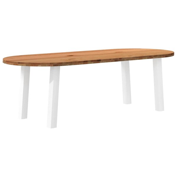 vidaXL Table à manger marron clair bois de chêne massif ovale