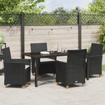 vidaXL Ensemble de Salle à Manger de Jardin 5 Pièces avec Coussins Noir Poly Rattan