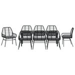 vidaXL Ensemble de salle à manger de jardin 9 pièces avec coussins en Rotin Poly Noir