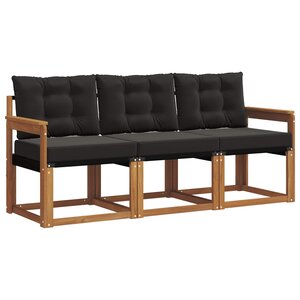 vidaXL Ensemble de canapés d'extérieur 3 pc Naturel et Noir