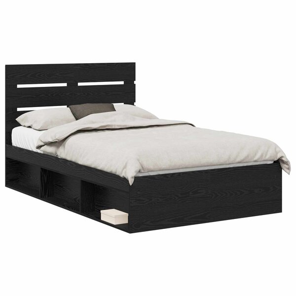vidaXL Cadre de lit Noir 135 x 190 cm Bois de pin massif