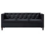 vidaXL Canapé chesterfield à 3 places Revêtement en similicuir Noir